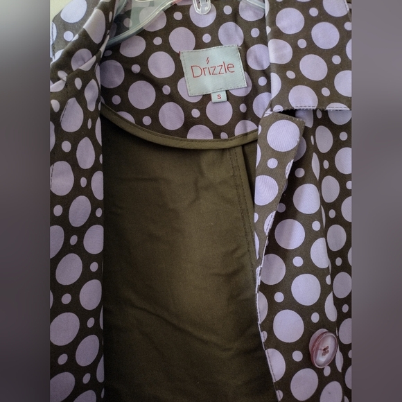 Drizzle Lavender Brown Polka Dot Raincoat Size Small - Picture 3 of 5